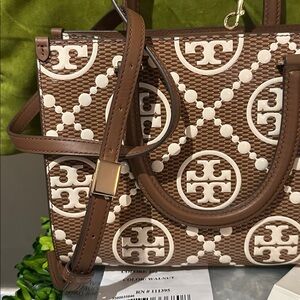 Tory Burch Brown and White Satchel